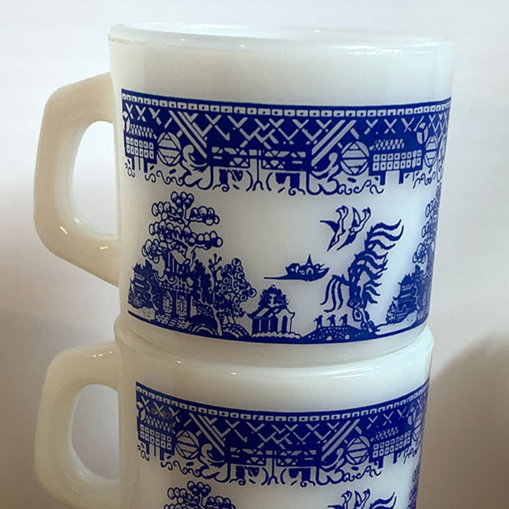 2 Blue Willow Pattern Fire King Anchor Hocking Mug